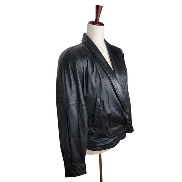 Byrnes & Baker 80s 90s Style Black Leather Jacket Style #1746 - Size S - Picture 2 of 6